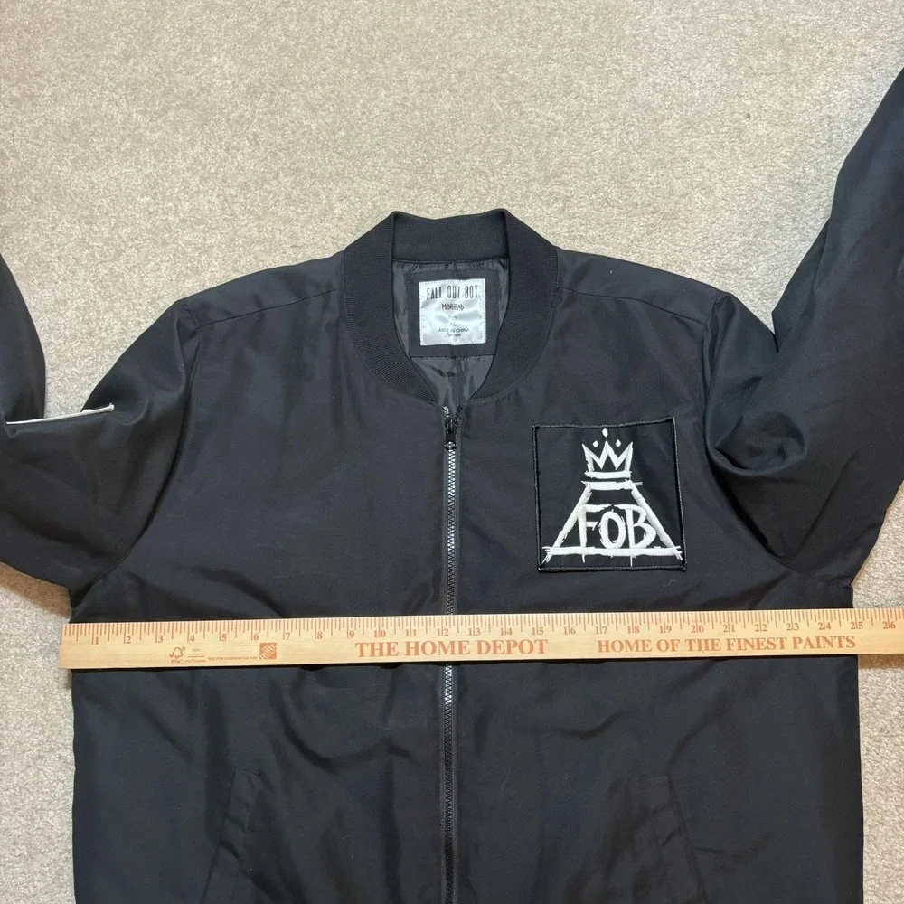 Fall Out Boy Bomber Jacket Mens XL Black This Is Our Culture Embroidered - Picture 9 of 11